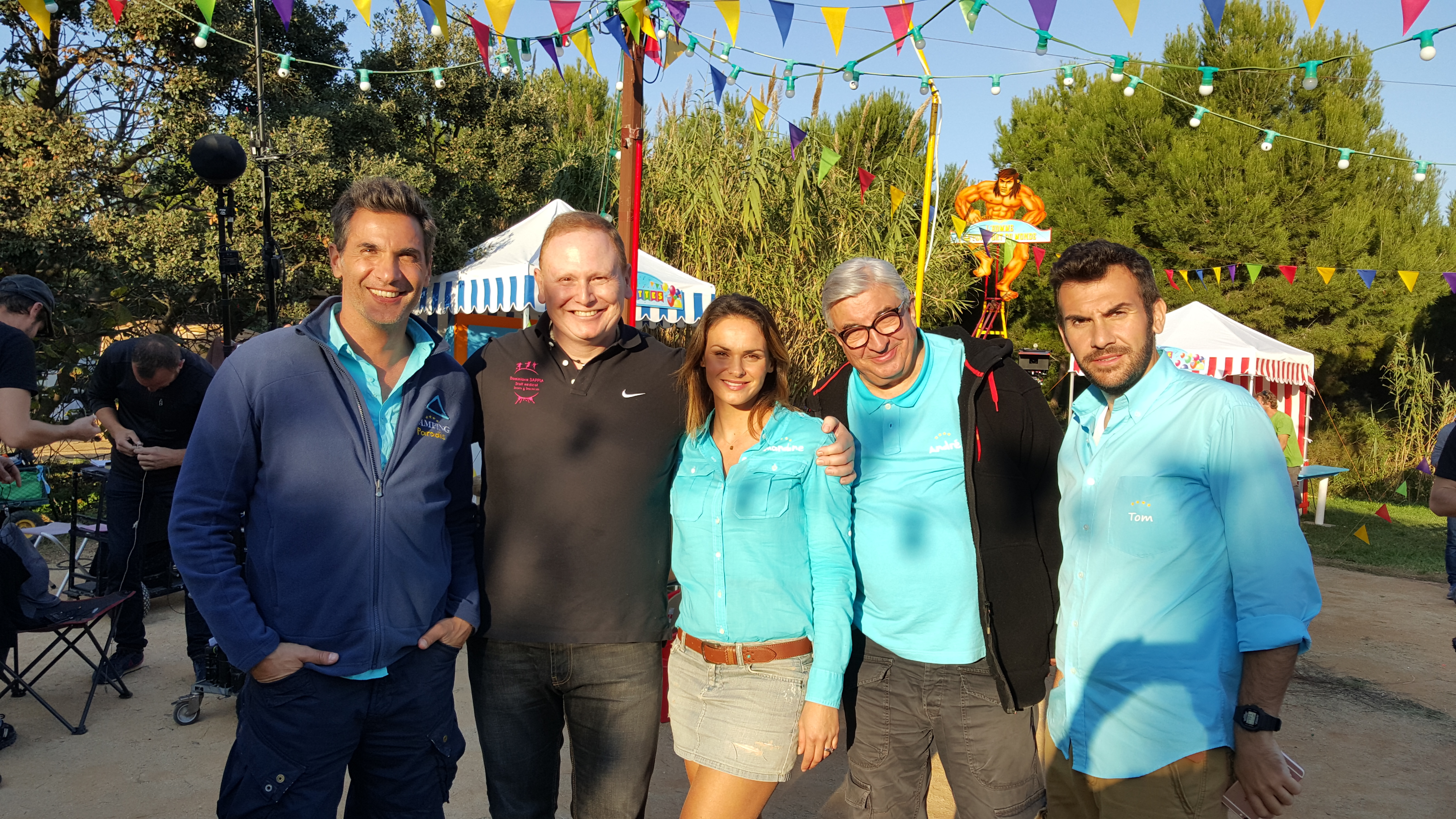 Tournage de la Série Camping Paradis (TF1). 2015. Patrick Guérinau, Géraldine Lapalus, Thierry Heckendorn & Laurent Ournac