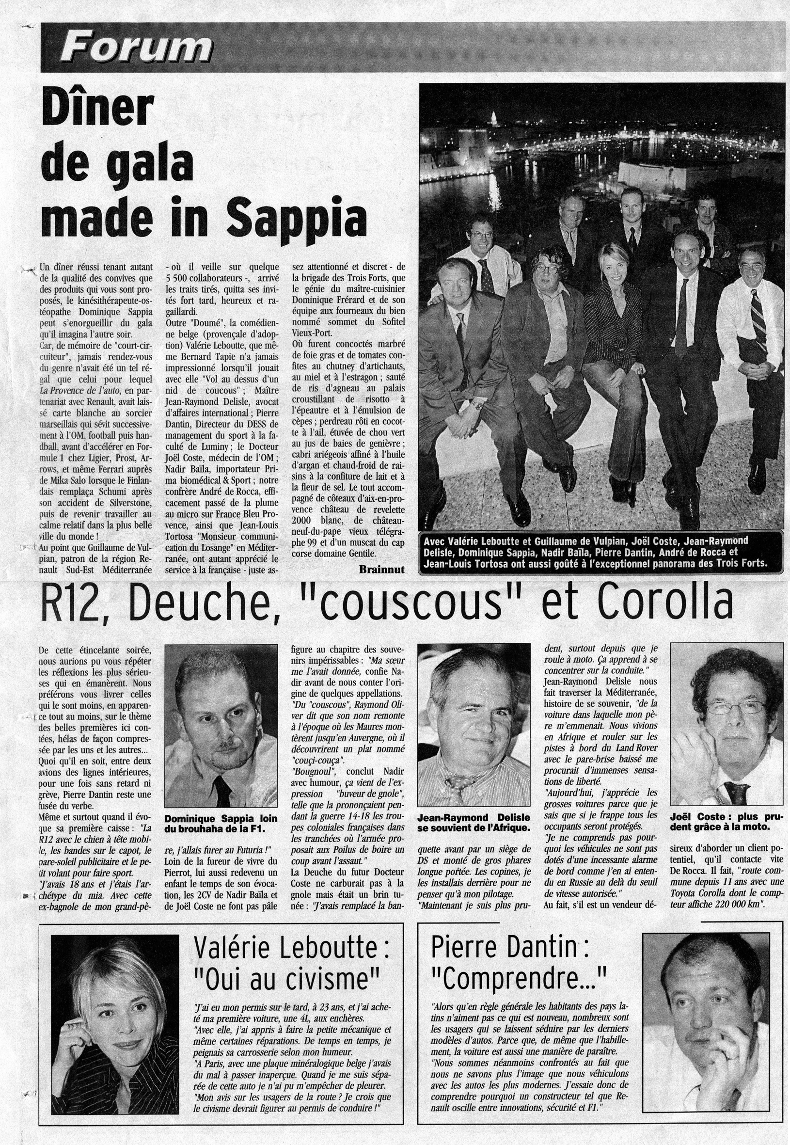 Un dîner de gala made in Sappia. La Provence de l'auto. 20.11.2002